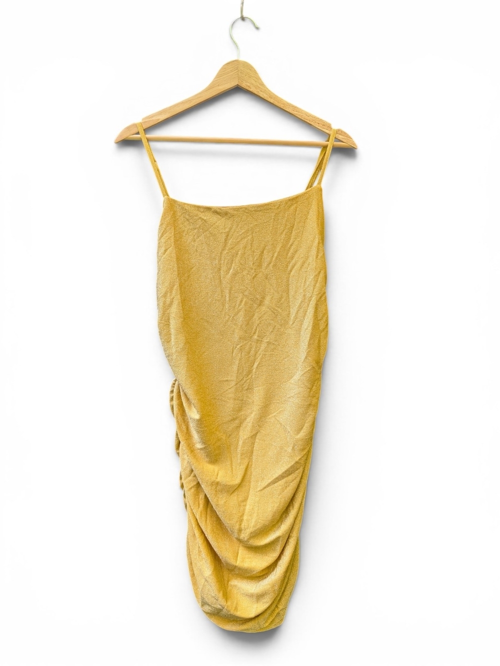 Women’s Yellow Ruched Slip Dress